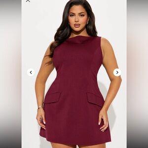 Fashion Nova Burgundy Mini Dress